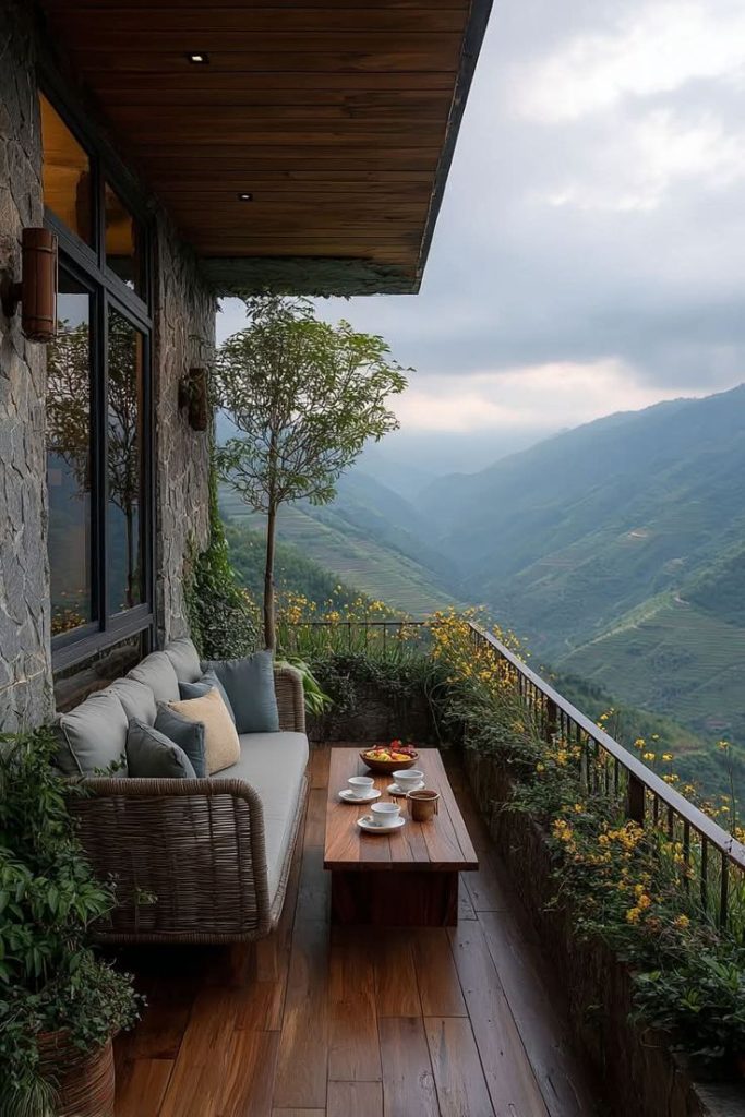 Nature-Inspired Balcony Rest: A Peaceful Retreat Between Home and Sky