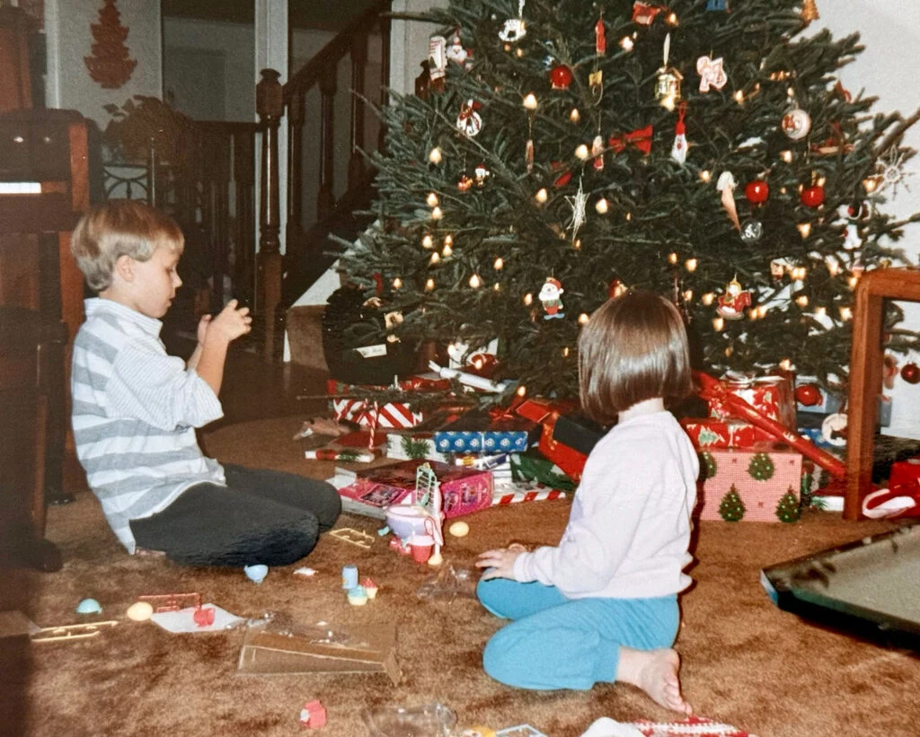 25 holiday gift exchange theme ideas 1 john as kid at chrismast time in 1980s