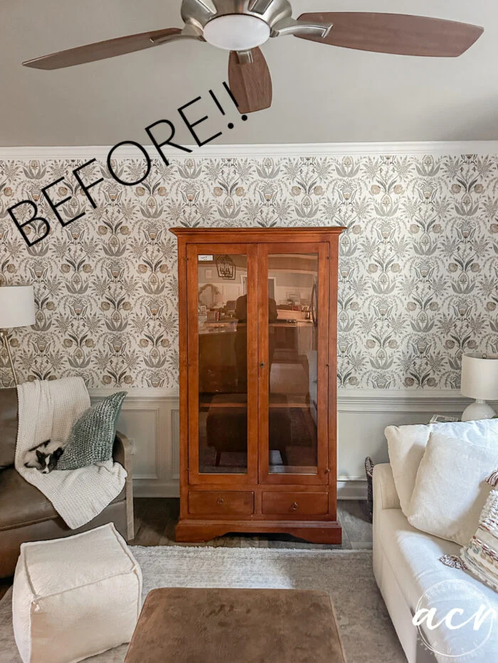 paint a wood look finish 1 orangey red cabinet before