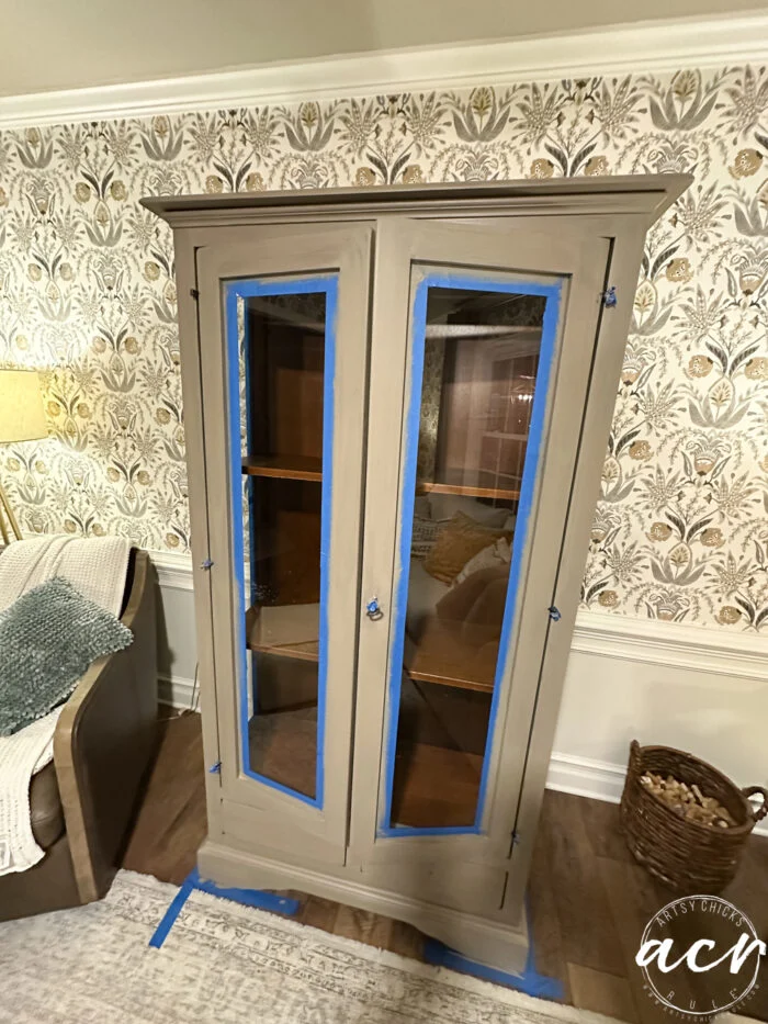 paint a wood look finish 7 painted cabinet with taped glass