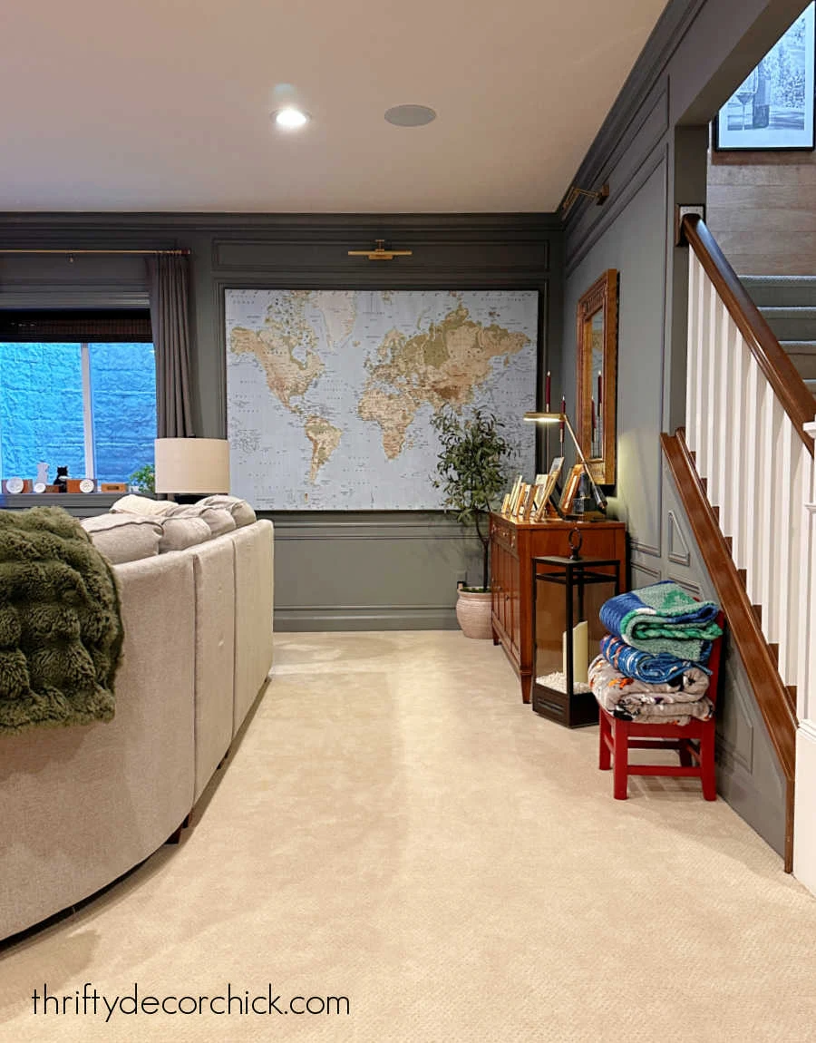 rearranging our basement family room prep for the holidays thrifty decor chick 10 huge framed world artwork