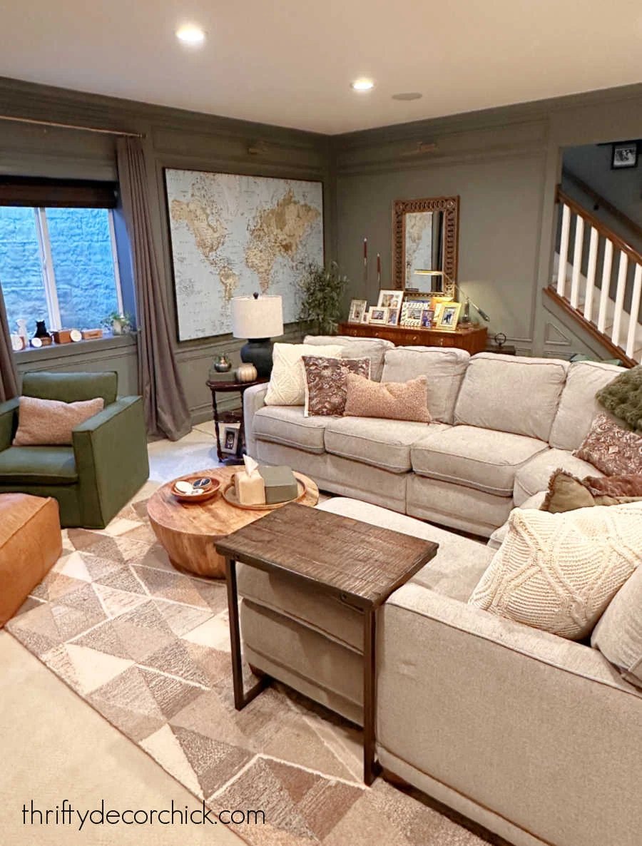 rearranging our basement family room prep for the holidays thrifty decor chick 12 sectional family room basement