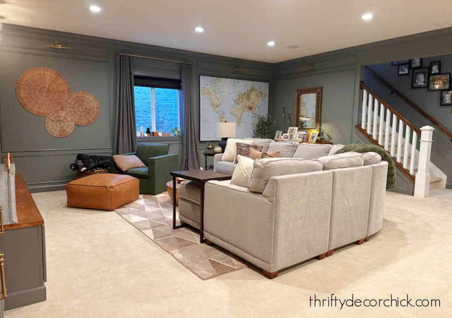 rearranging our basement family room prep for the holidays thrifty decor chick 13 large sectional with swivel accent chair