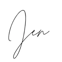 make vintage bejeweled christmas tree art 10 the image shows the word "jen" written in a black, cursive script on a white background, reminiscent of a stylish name badge you might see at a blogging conference.