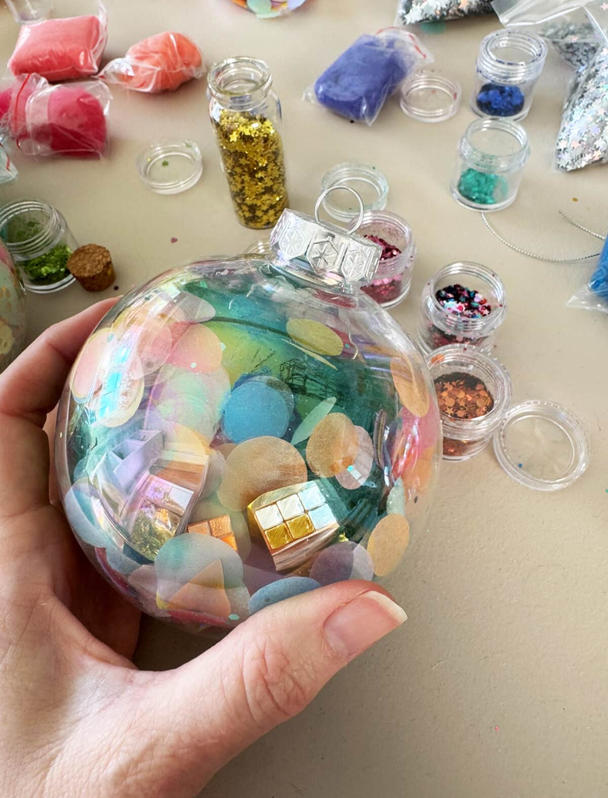 colorful confetti ornaments