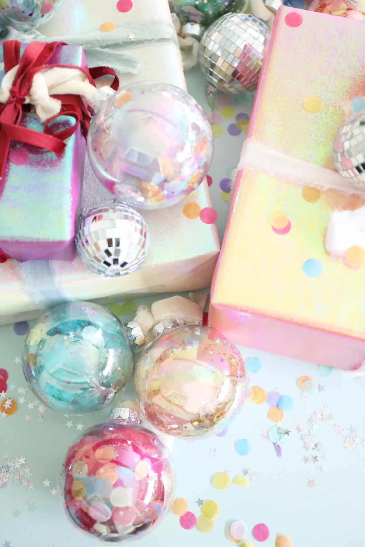 colorful confetti ornaments