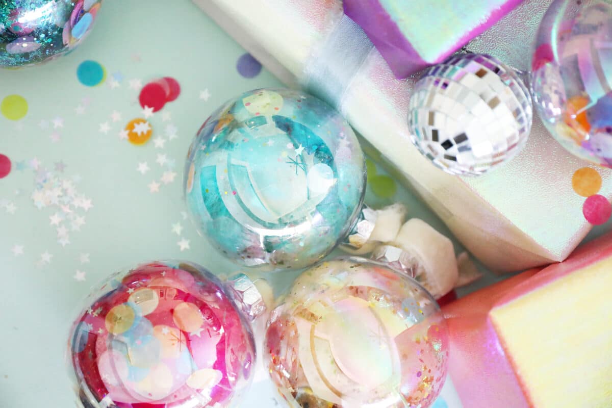 colorful confetti ornaments