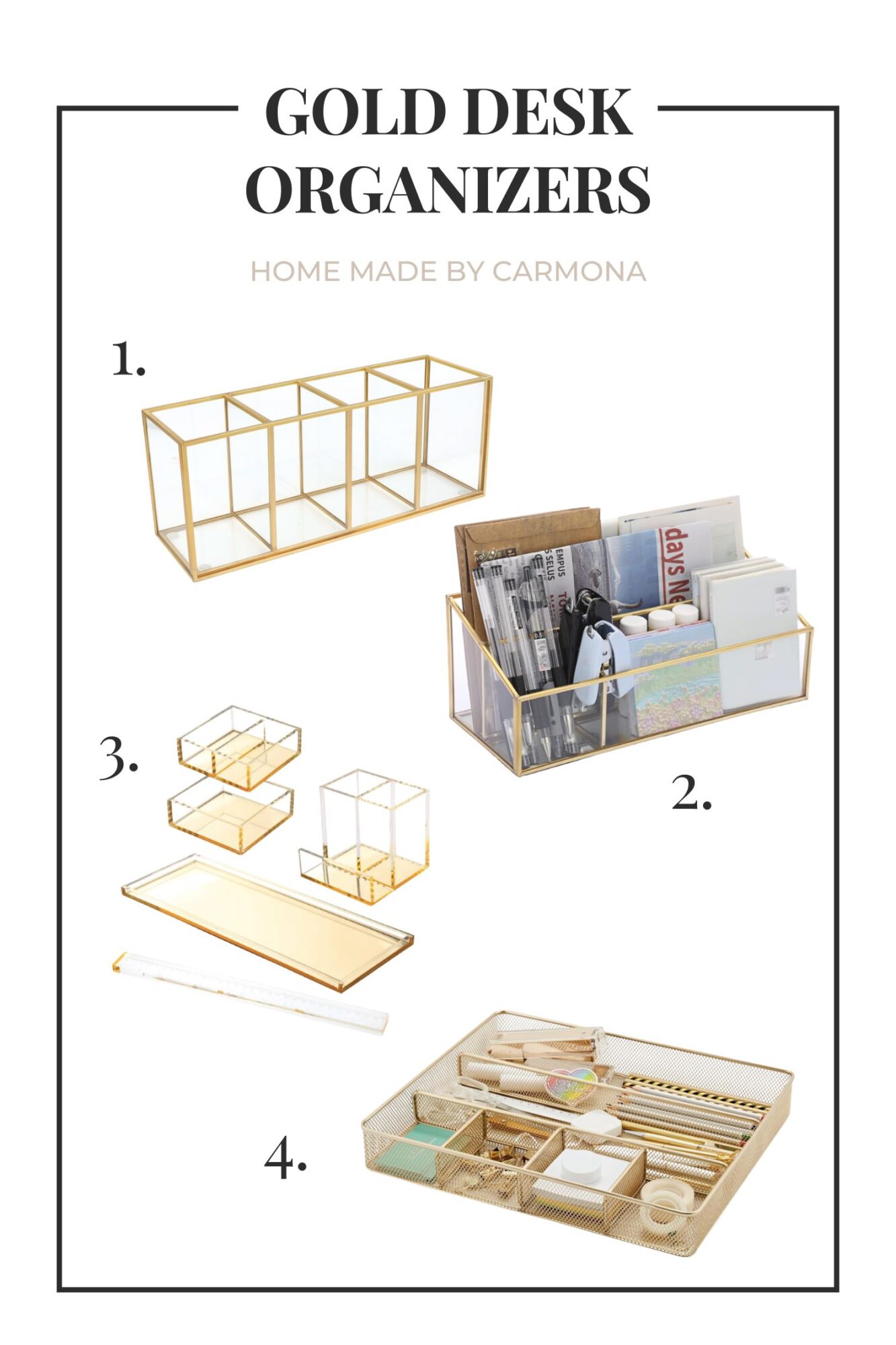 gold desk organizers