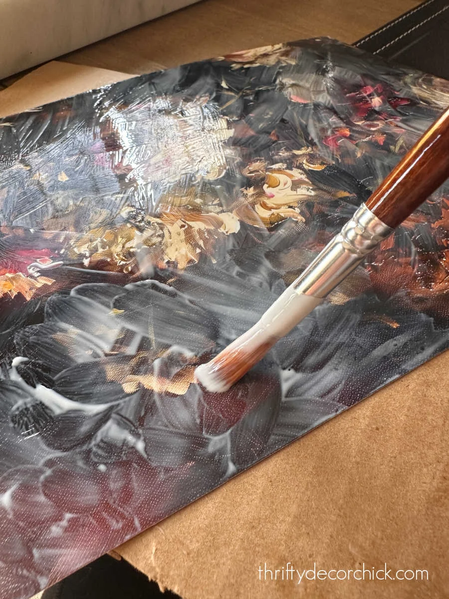 mod podge on glossy art