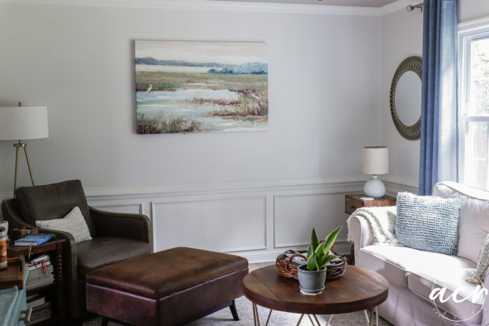 coastal marsh artwork hanging on wall 