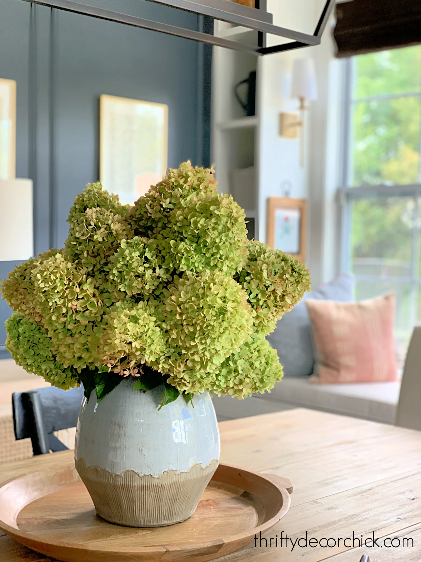 tons of hydrangea in large vase