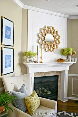 simple fall mantel hydrangeas