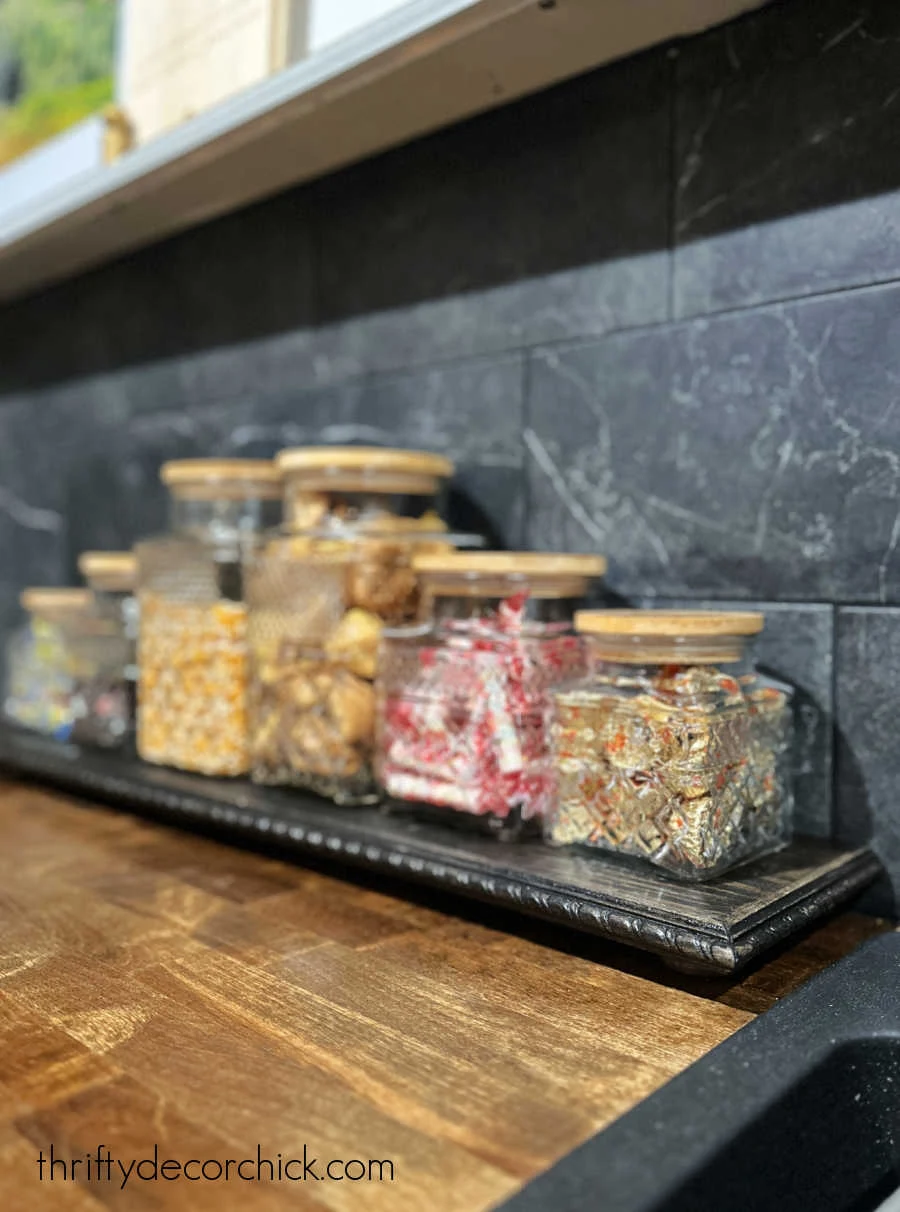 diy wood riser on countertop