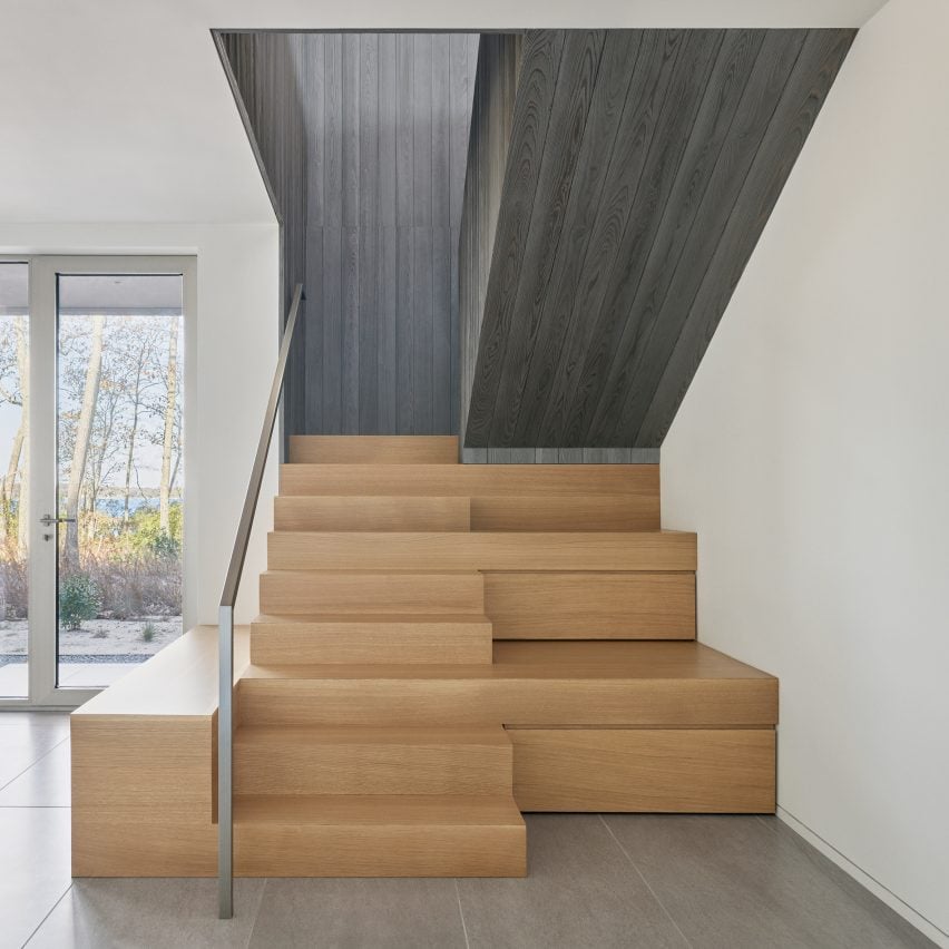chunky white oak staircase