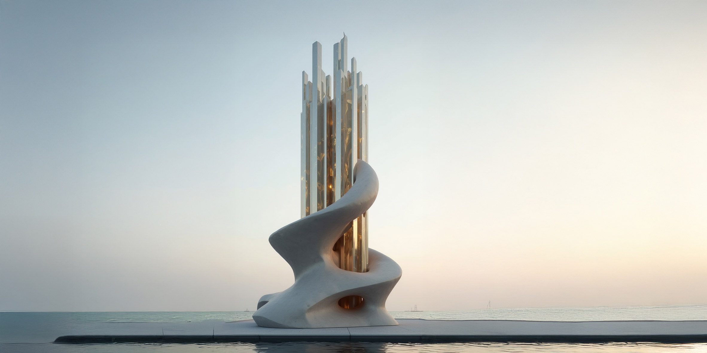 ai-generated image of a monument by the sea