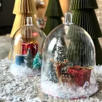 Mini Snow Globe Cloches from Plastic Wine Glasses