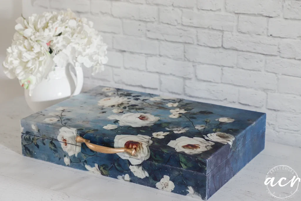 Decoupage Tissue Paper Flatware Box Makeover