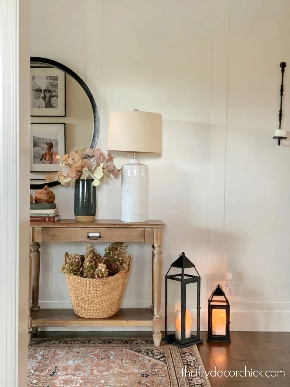 dried hydrangeas in basket