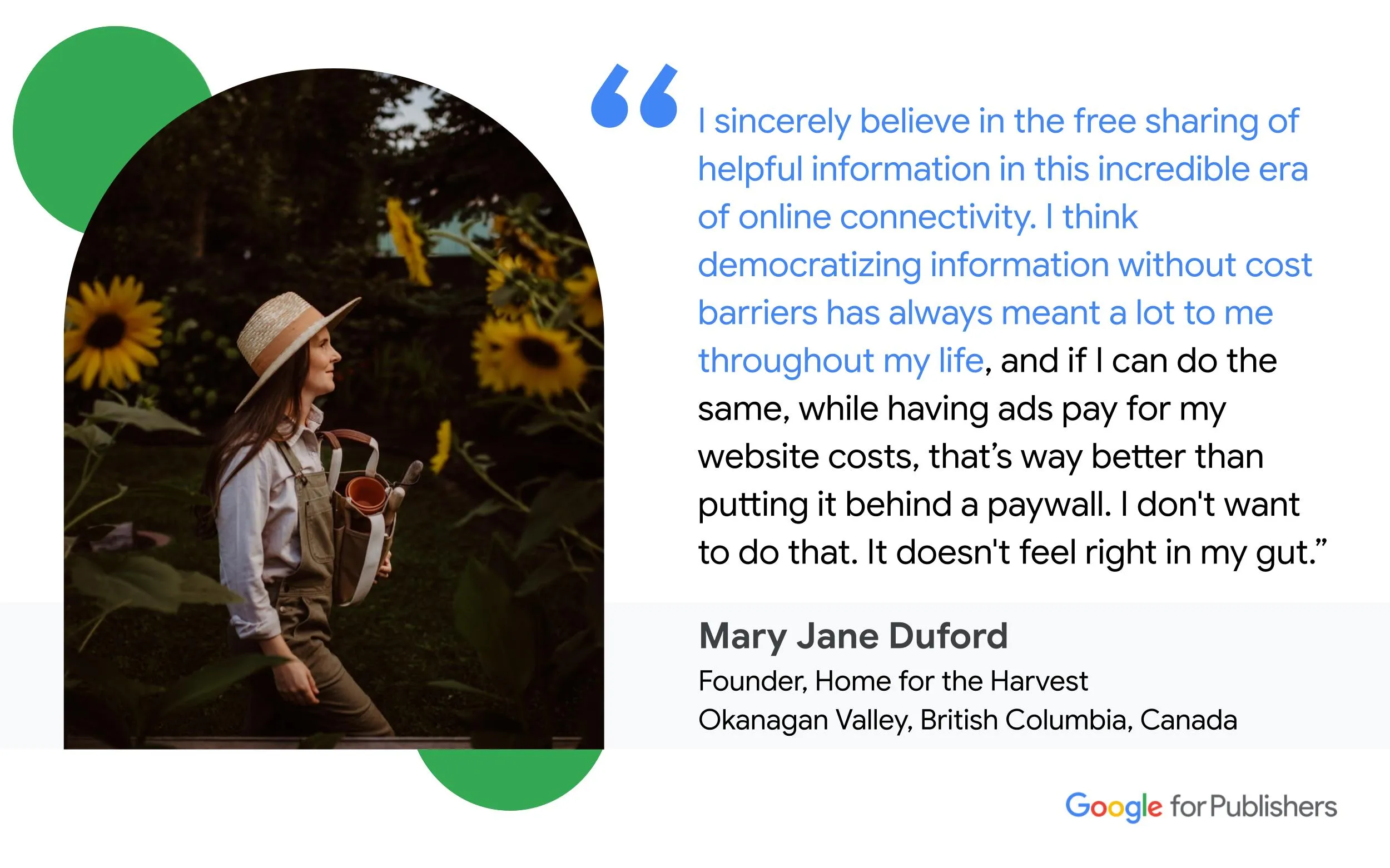 Home for the Harvest featured as a Success Story by Google for Publishers