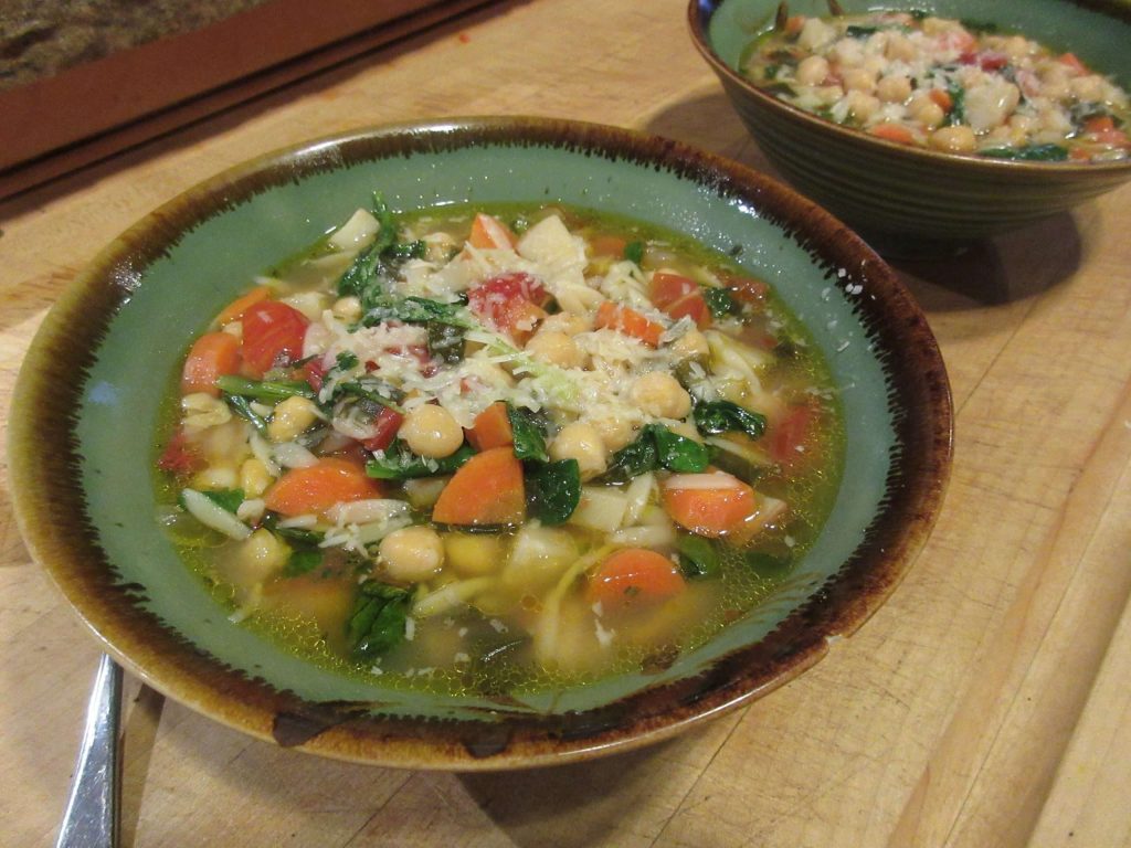 Recipe Chickpea Stew with Orzo and Mustard Greens