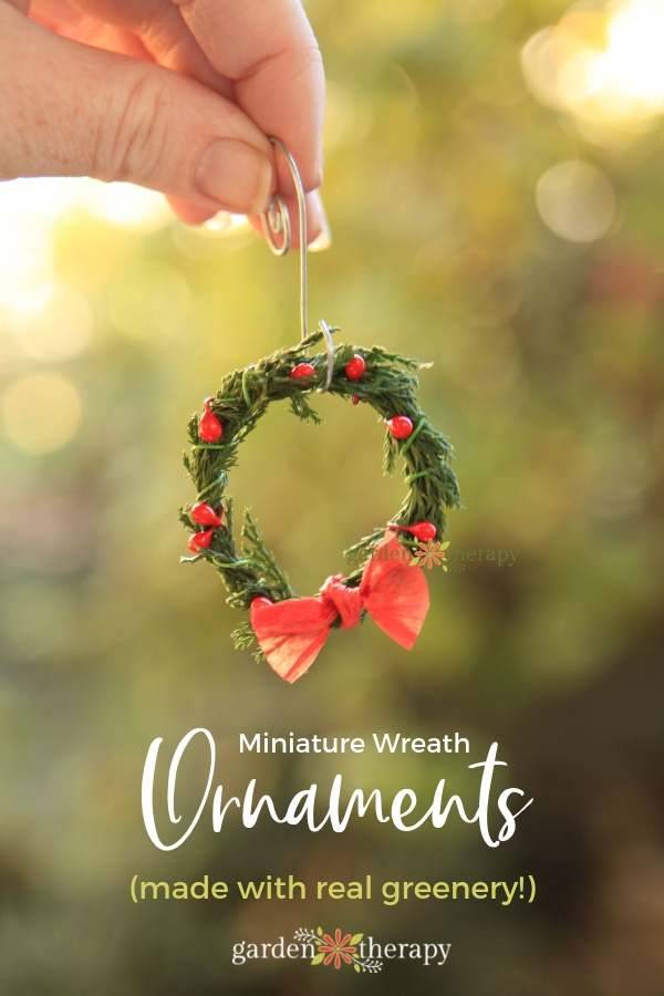 miniature wreath ornaments made with real greenery