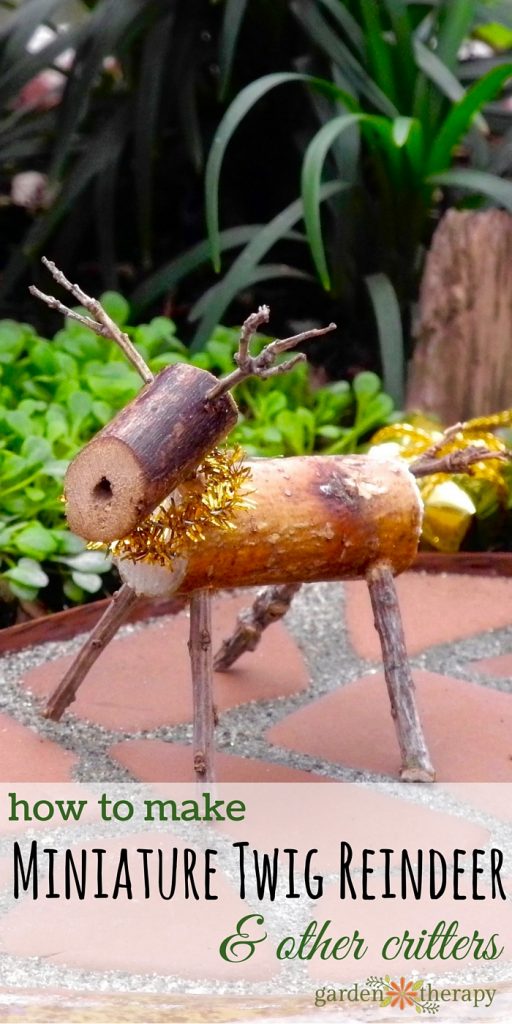 make a miniature twig reindeer ornament