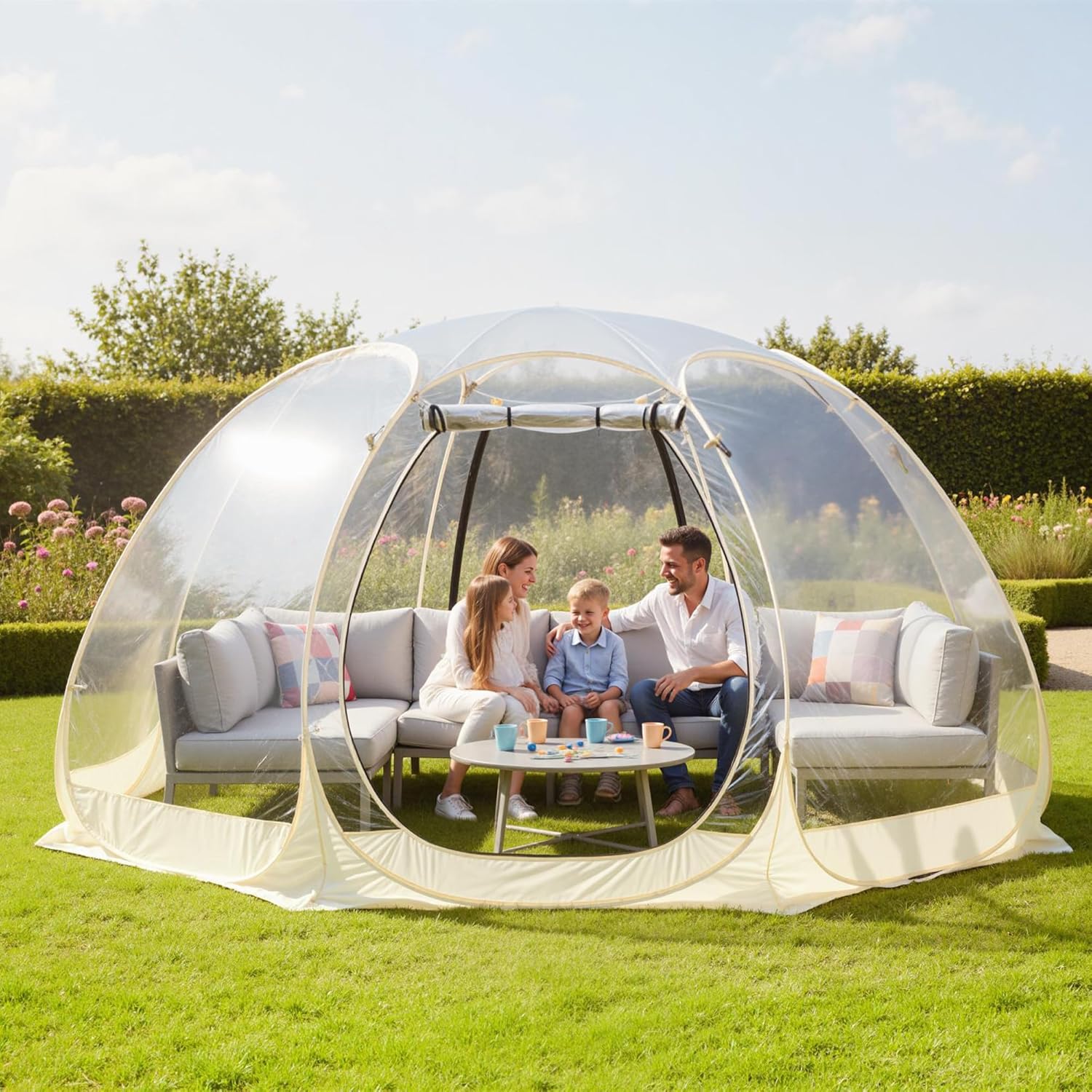 lenotos pop up bubble tent, 12 x 12 ft instant igloo tent suitable for 8-10 people, screen house for patios, cold