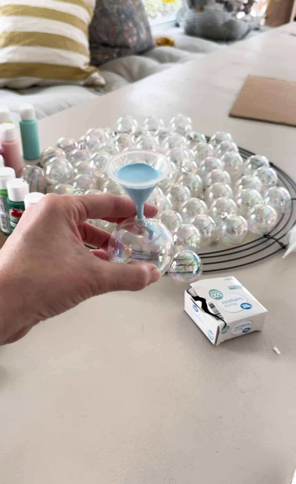 wreath and ornaments