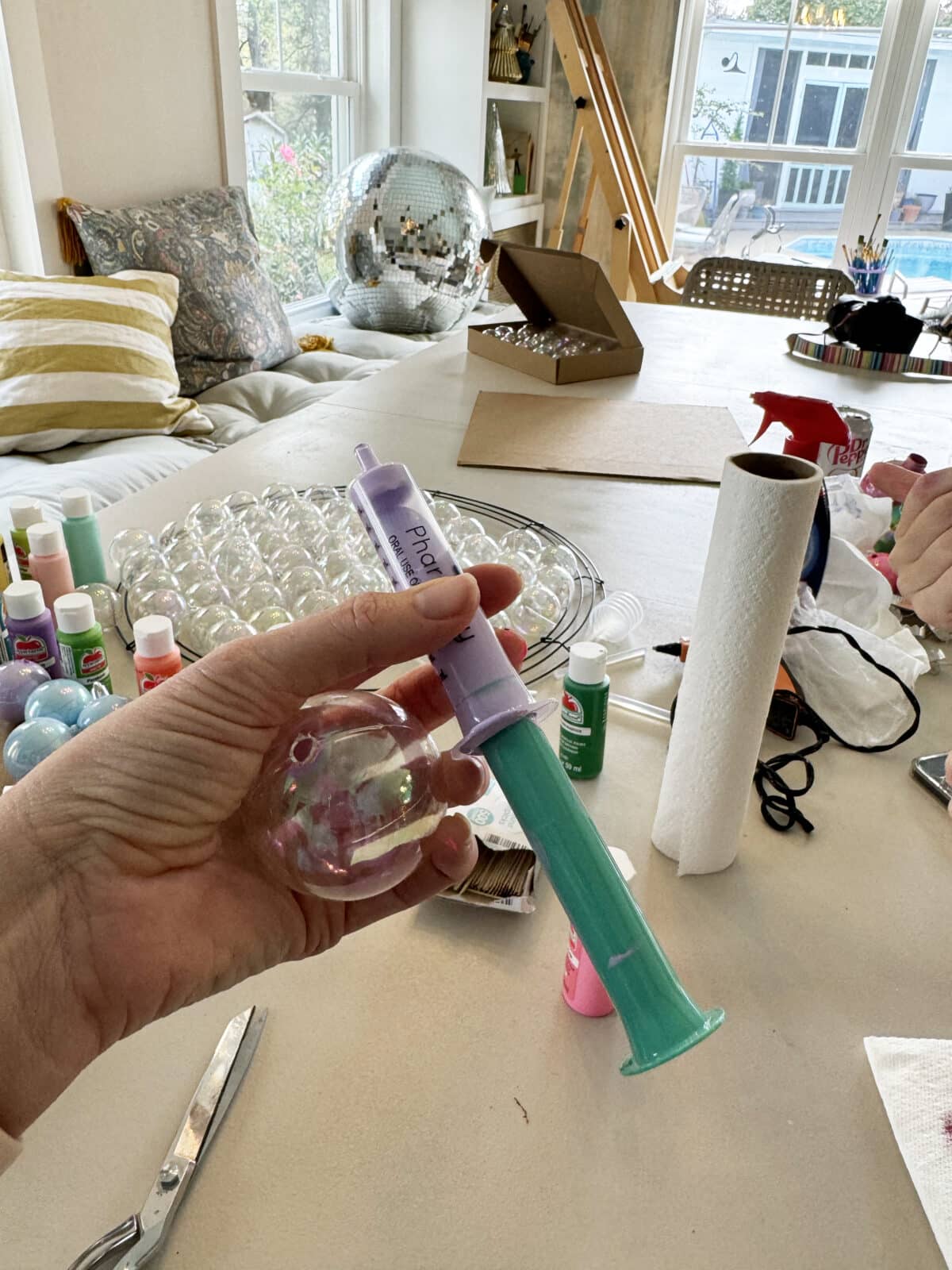 wreath and ornaments