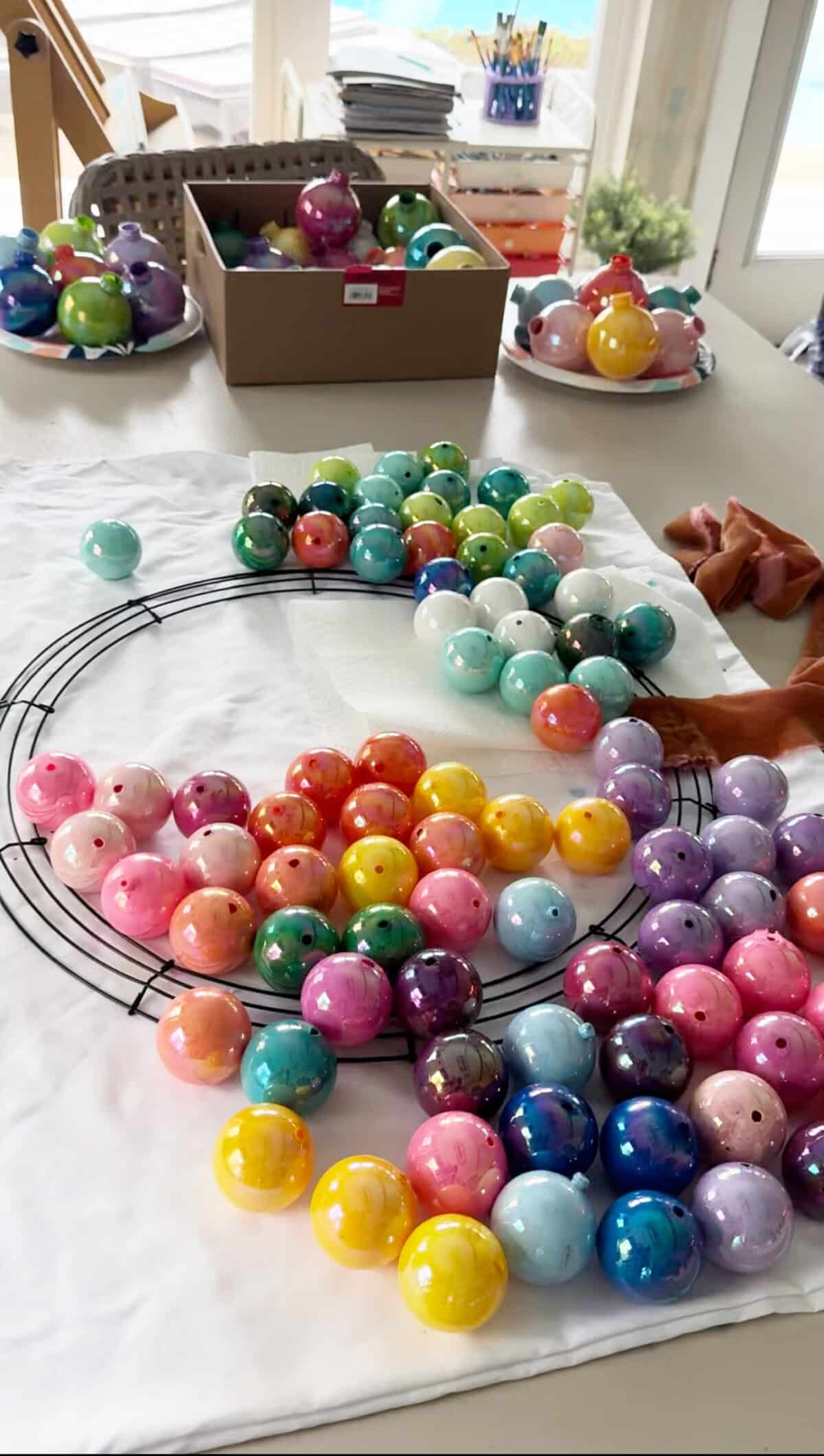 wreath and ornaments