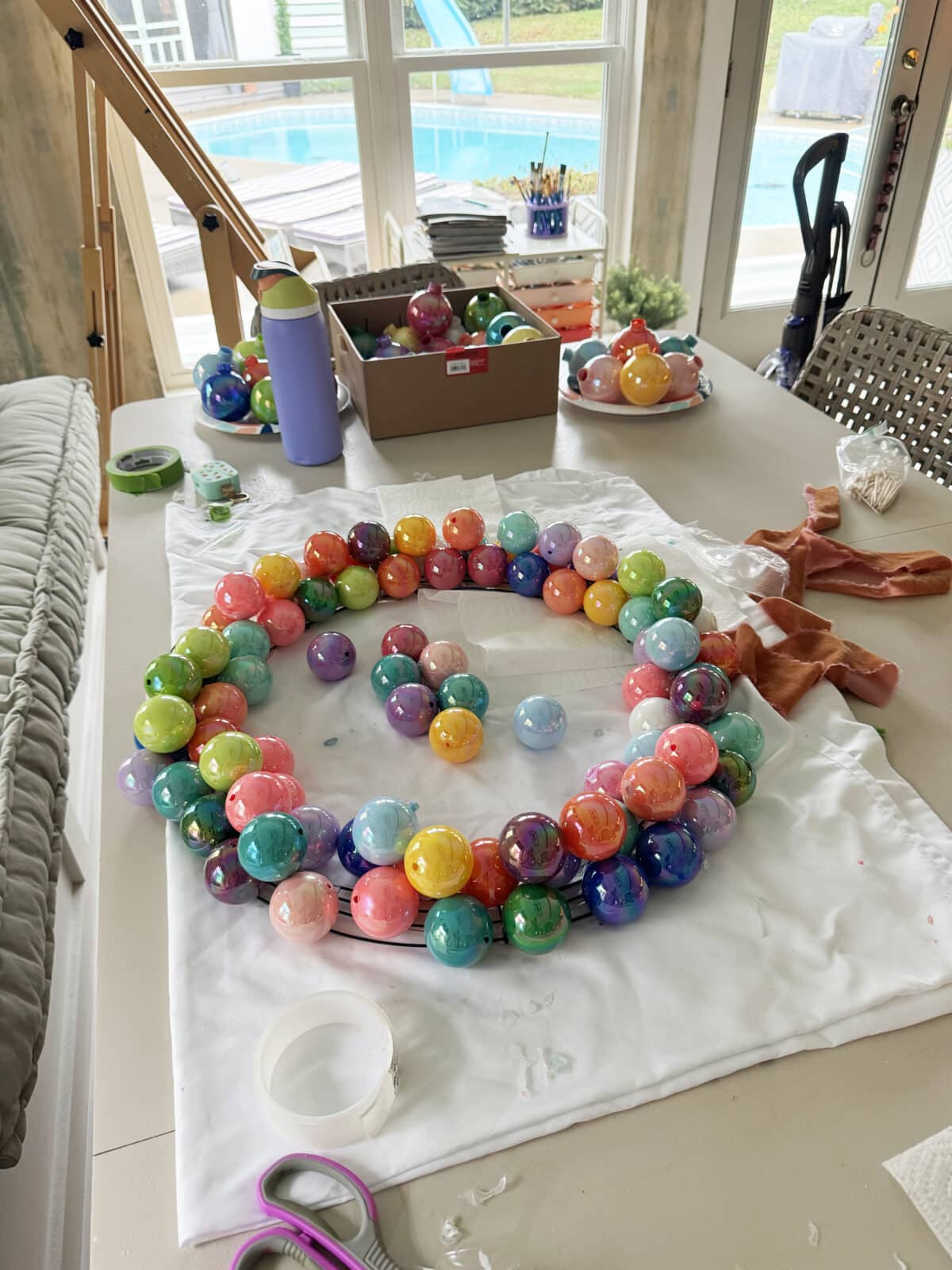 wreath and ornaments