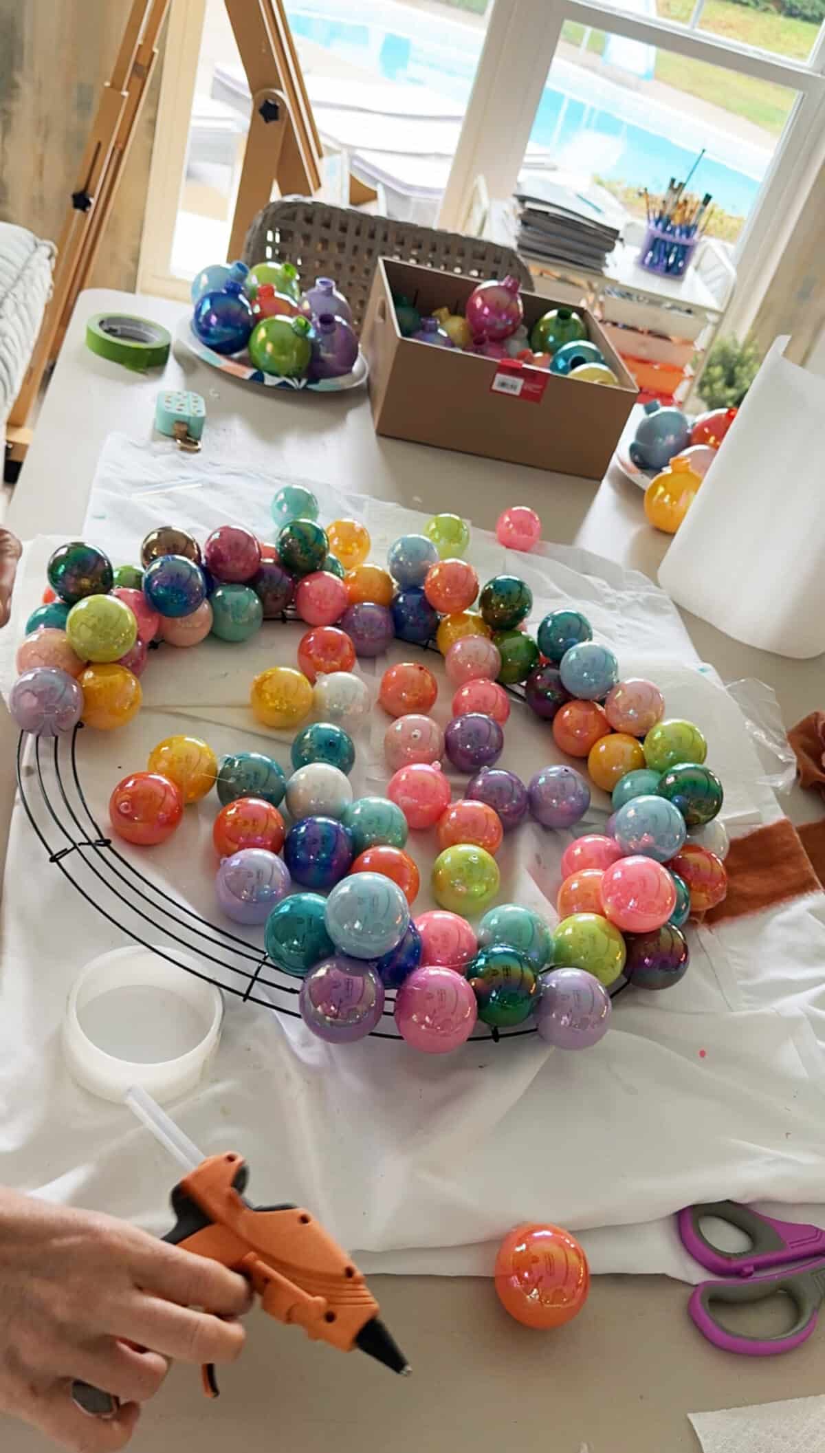 wreath and ornaments