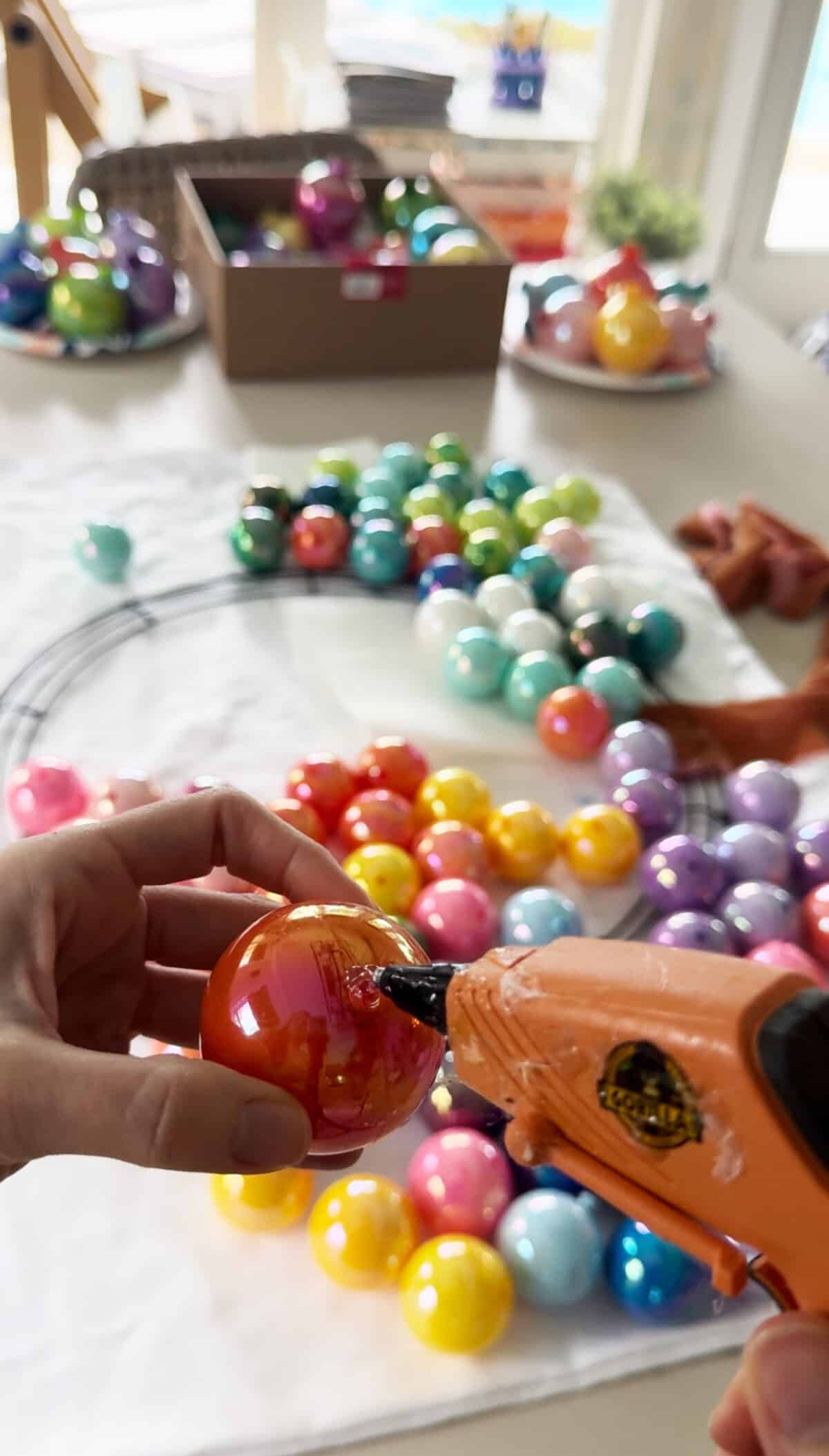 wreath and ornaments