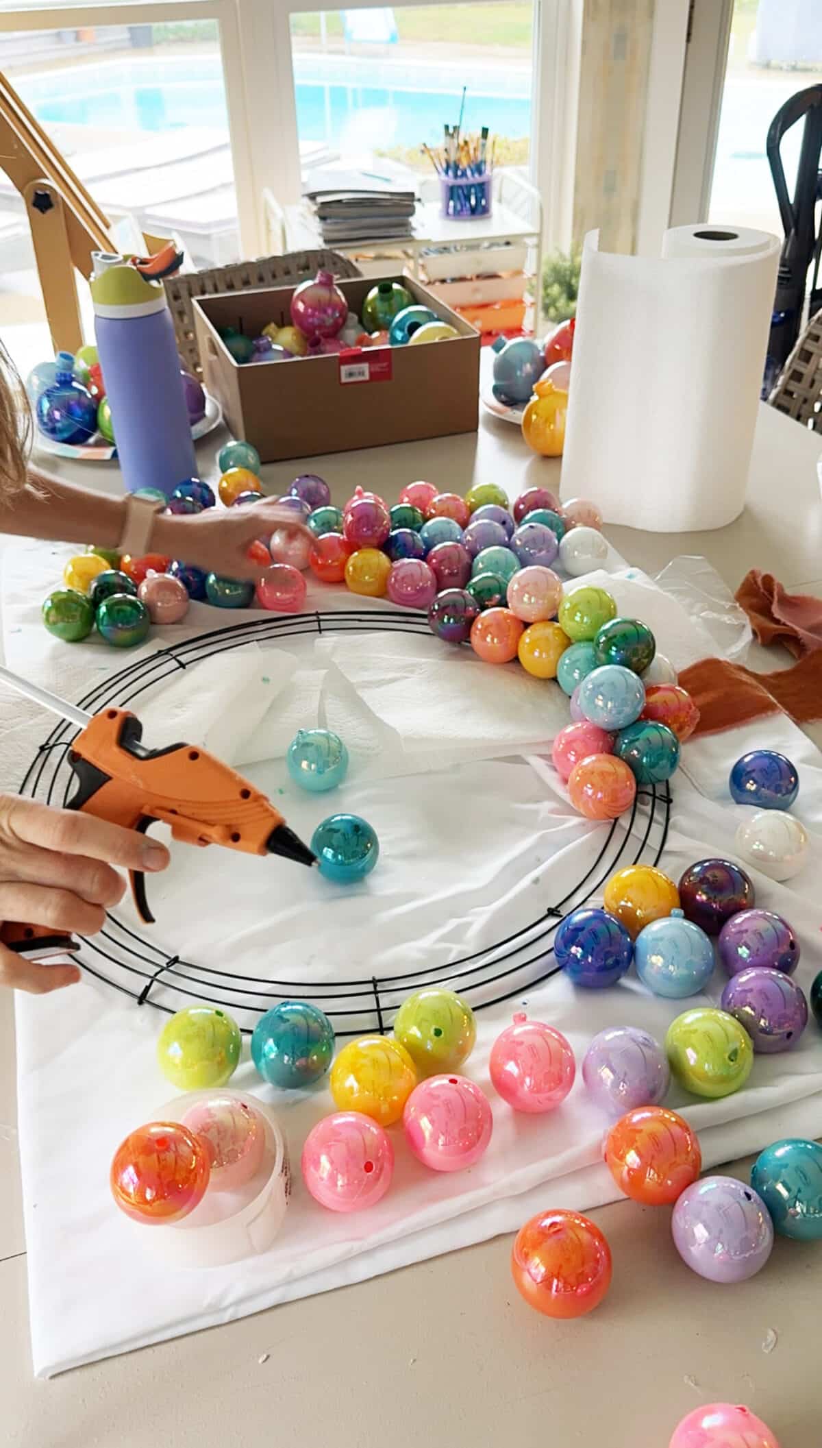 wreath and ornaments