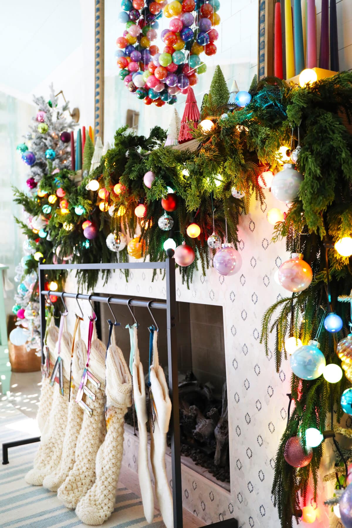 wreath and ornaments