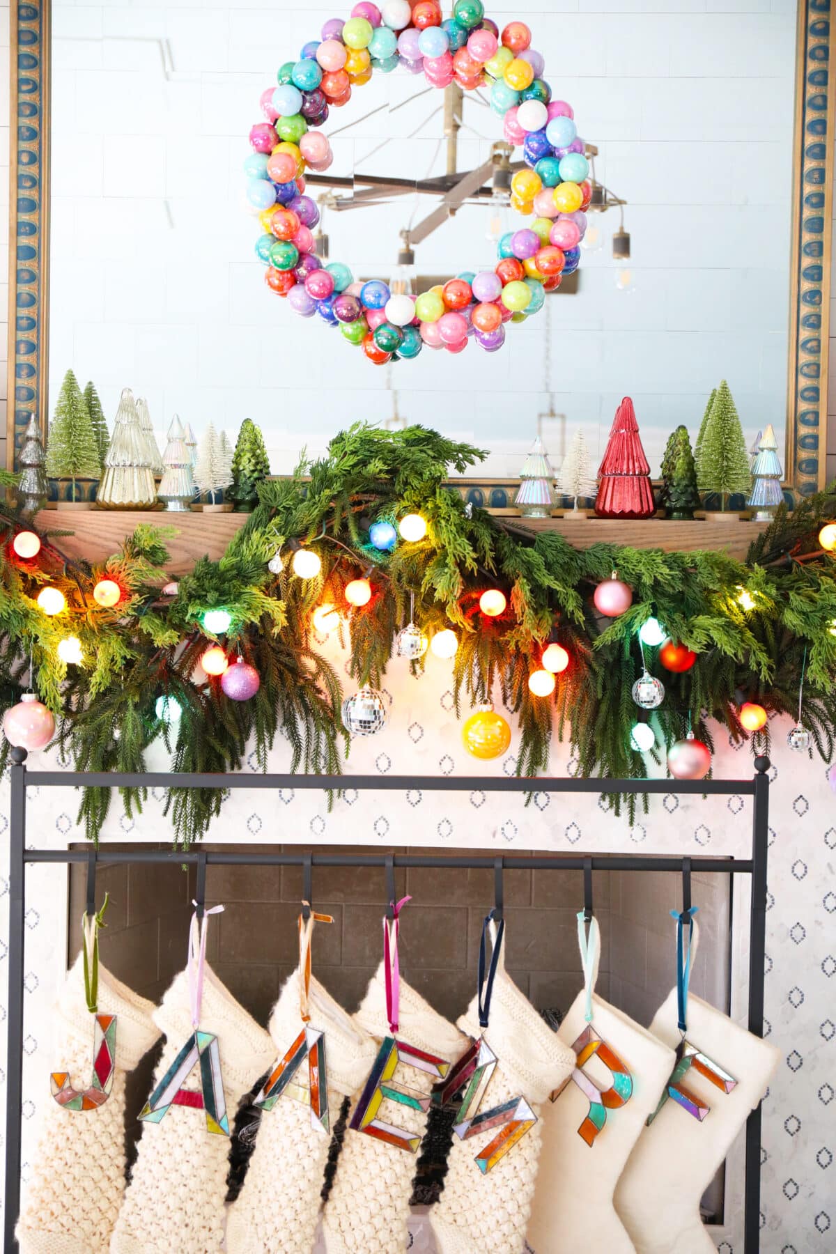 wreath and ornaments