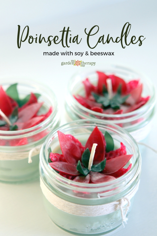 poinsettia candles made with soy wax and beeswax