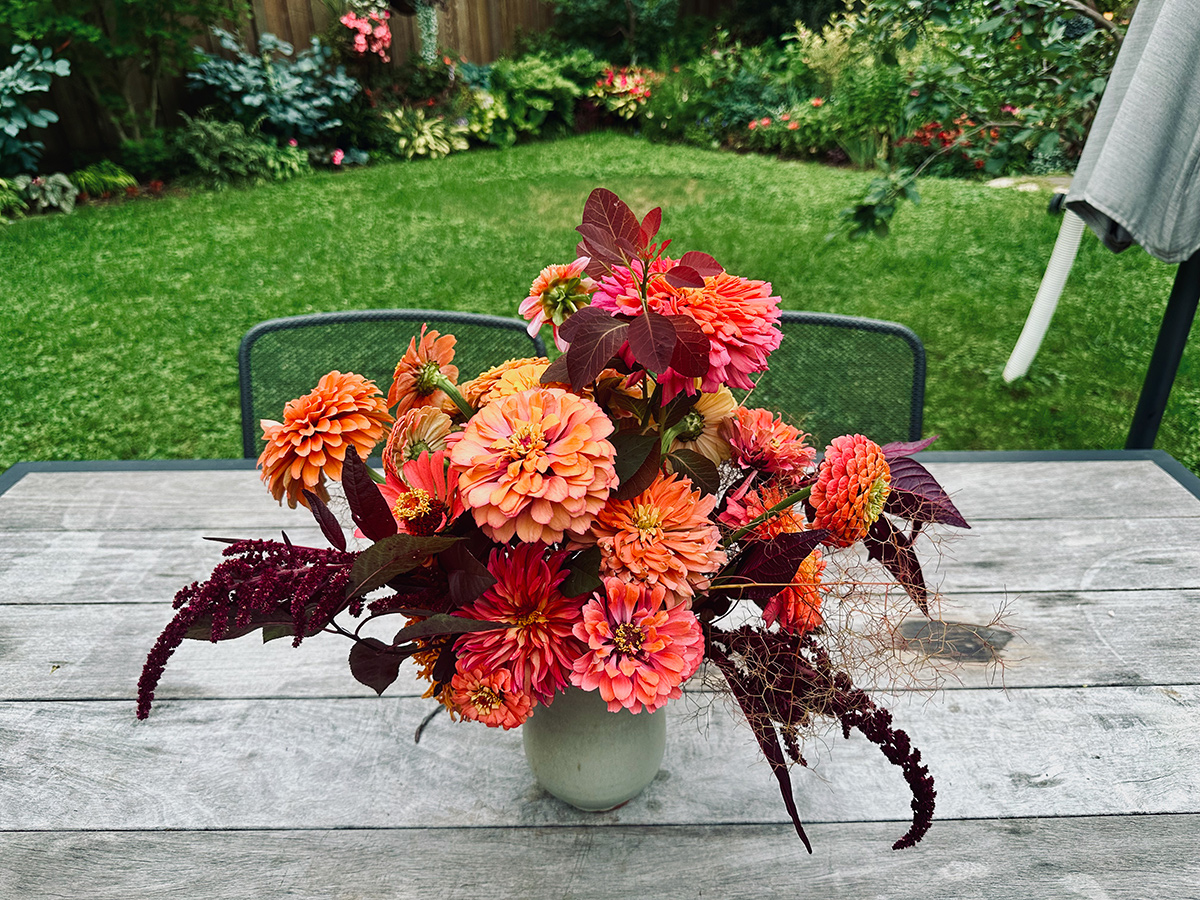 bouquet of orange flowers and foliage