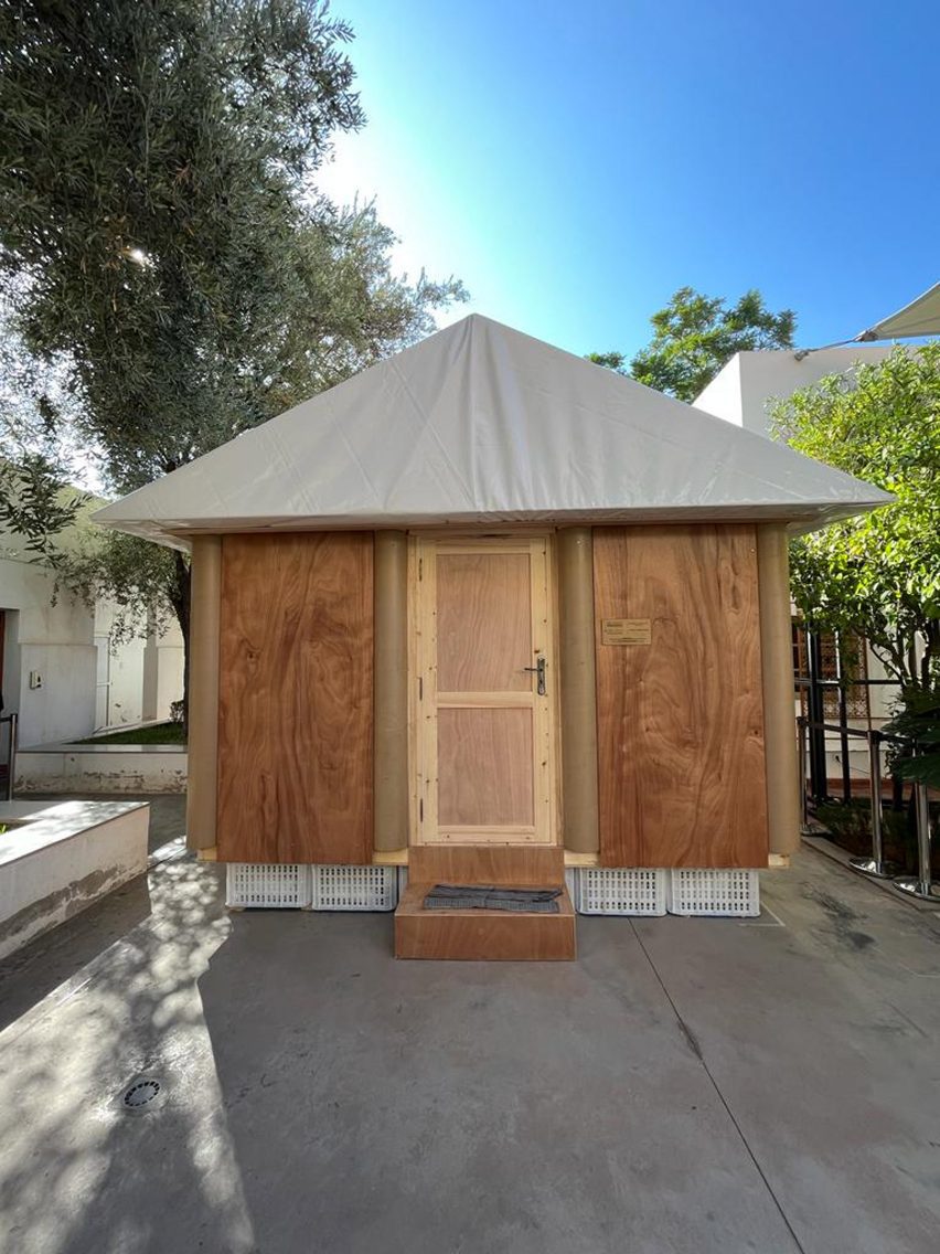 shigeru ban has created a paper log house prototype in morocco