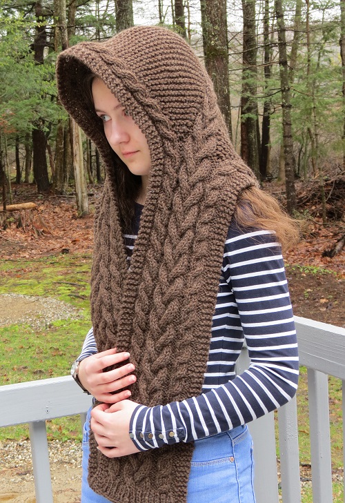 diy easy hooded scarf knitting patterns 3