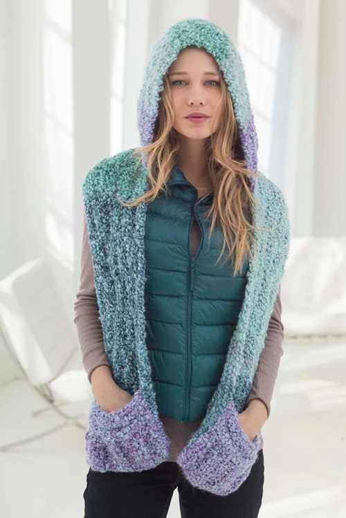knitted hooded scarf free patterns ⋆ bright stuffs