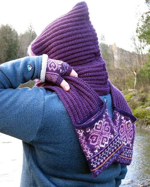 knitted hooded scarf free patterns ⋆ bright stuffs