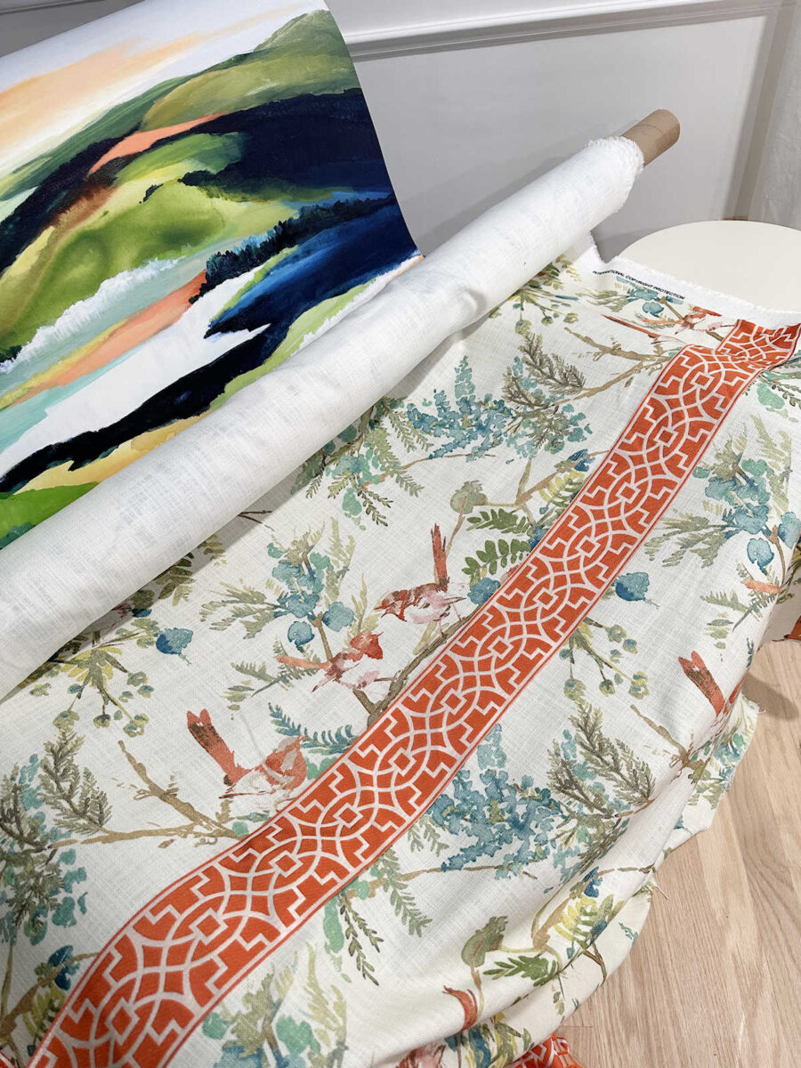 random bedroom details - front door privacy, bathroom door question, new artwork, and coffee-dyed drapery trim success 9 details front door