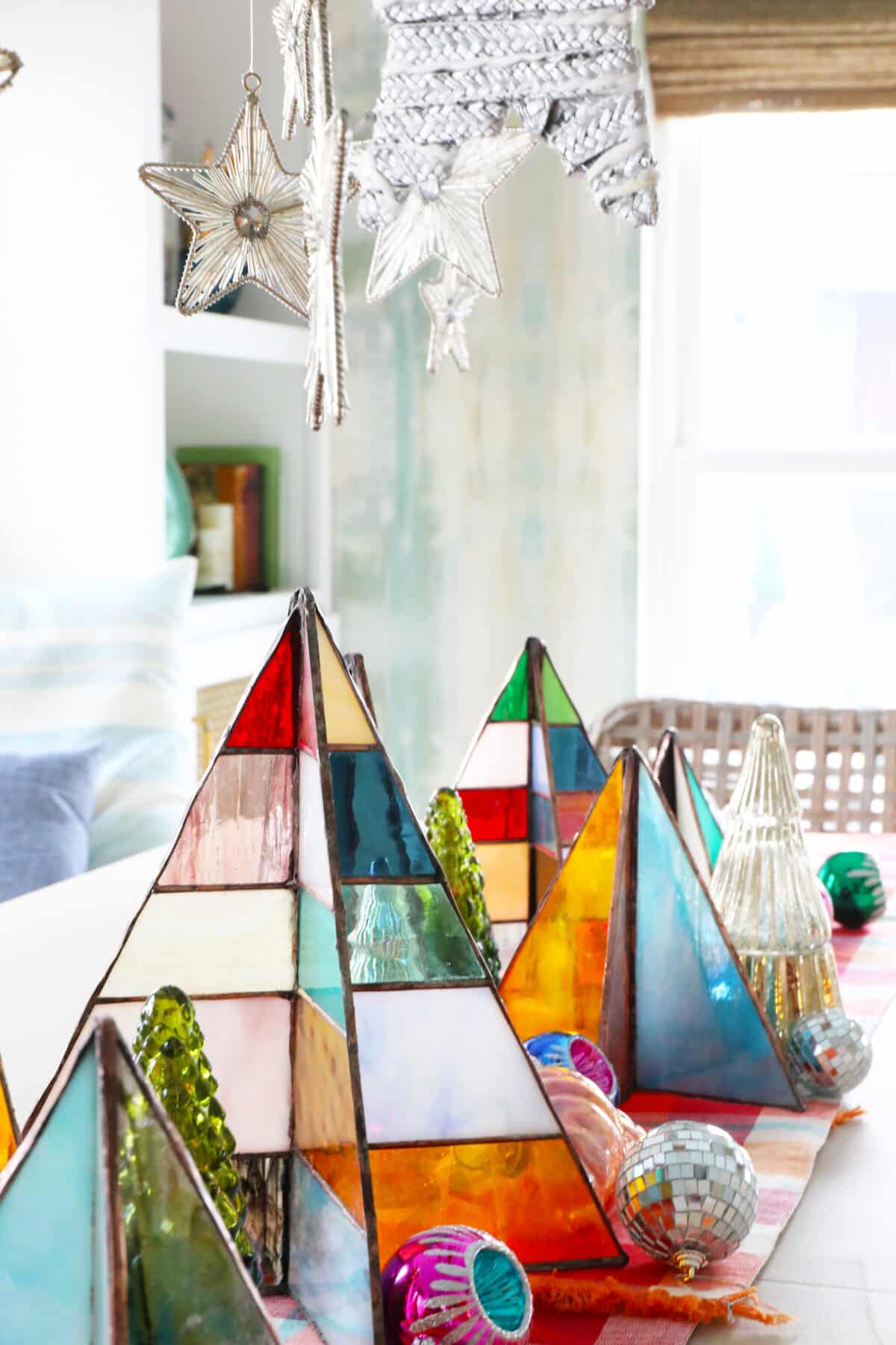 free-standing stained-glass christmas