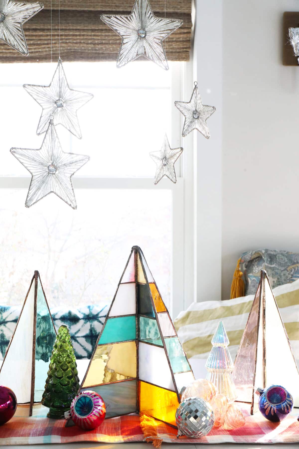 free-standing stained-glass christmas