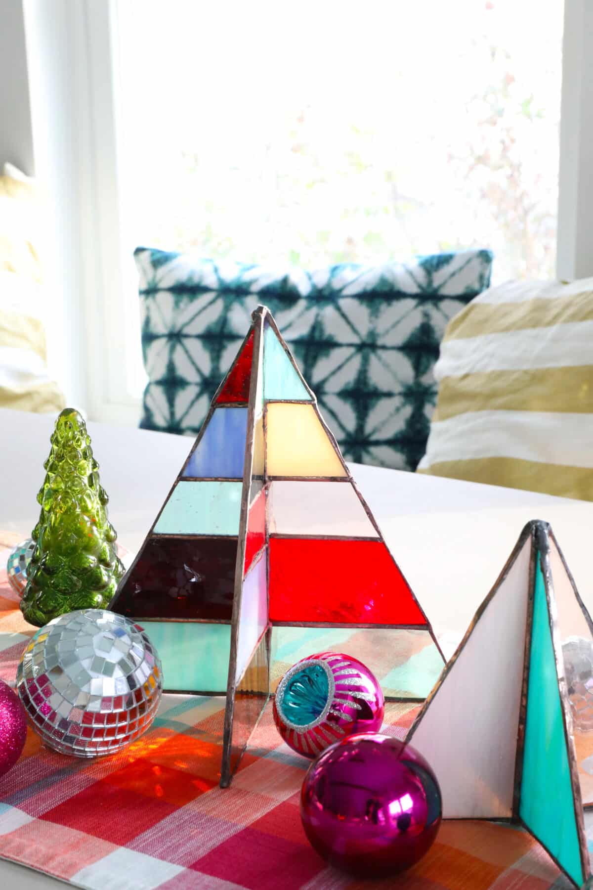 free-standing stained-glass christmas
