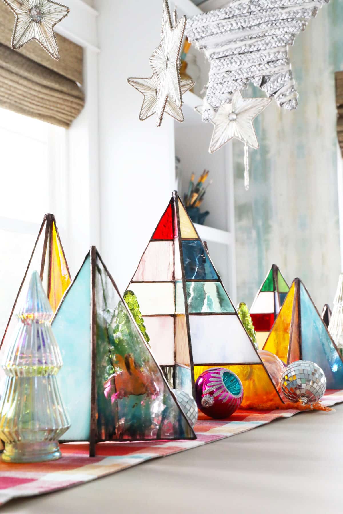 free-standing stained-glass christmas