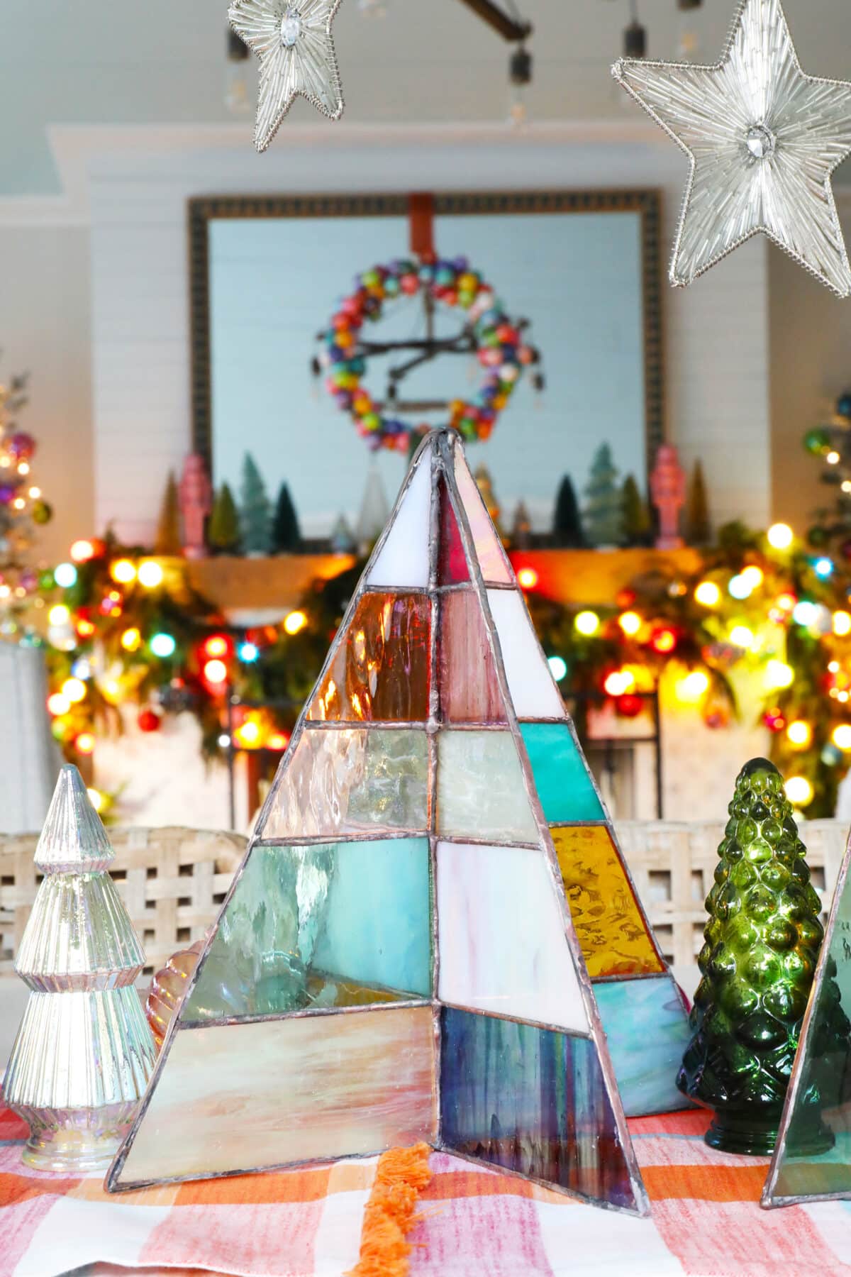 free-standing stained-glass christmas