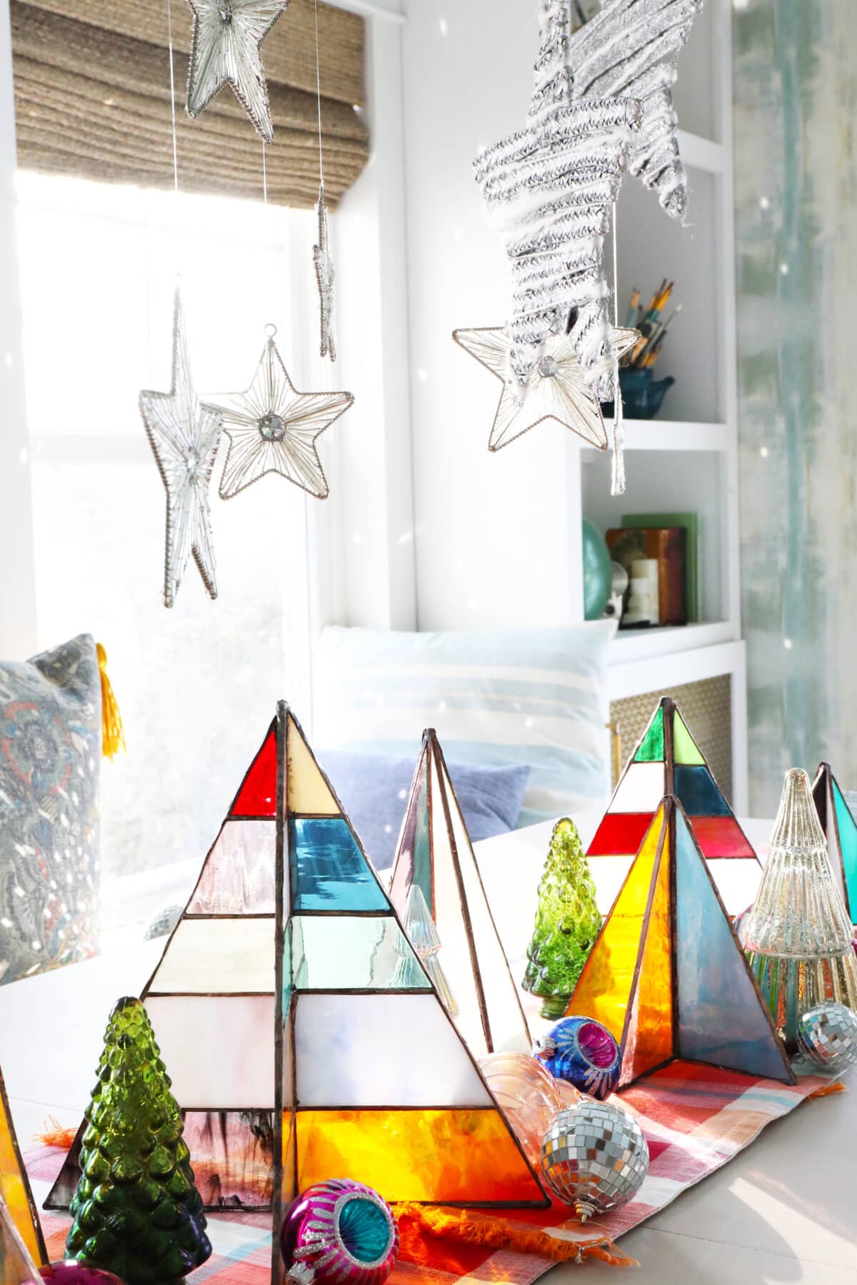 free-standing stained-glass christmas