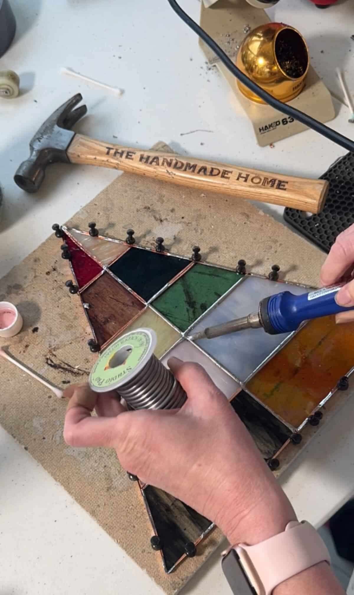 free-standing stained-glass christmas